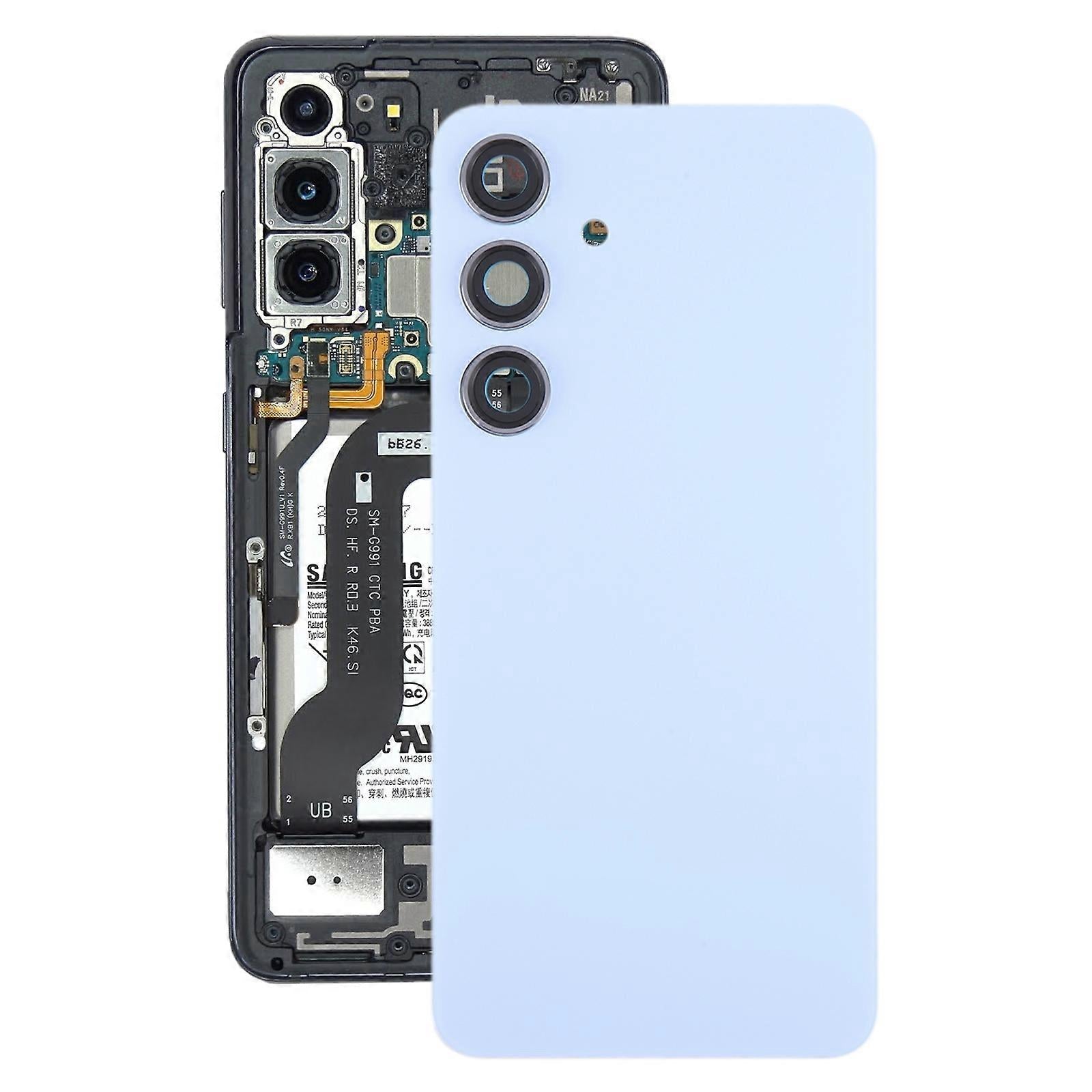 Vitre arrière Samsung Galaxy S24 FE S721 Bleu avec lentille – OEM