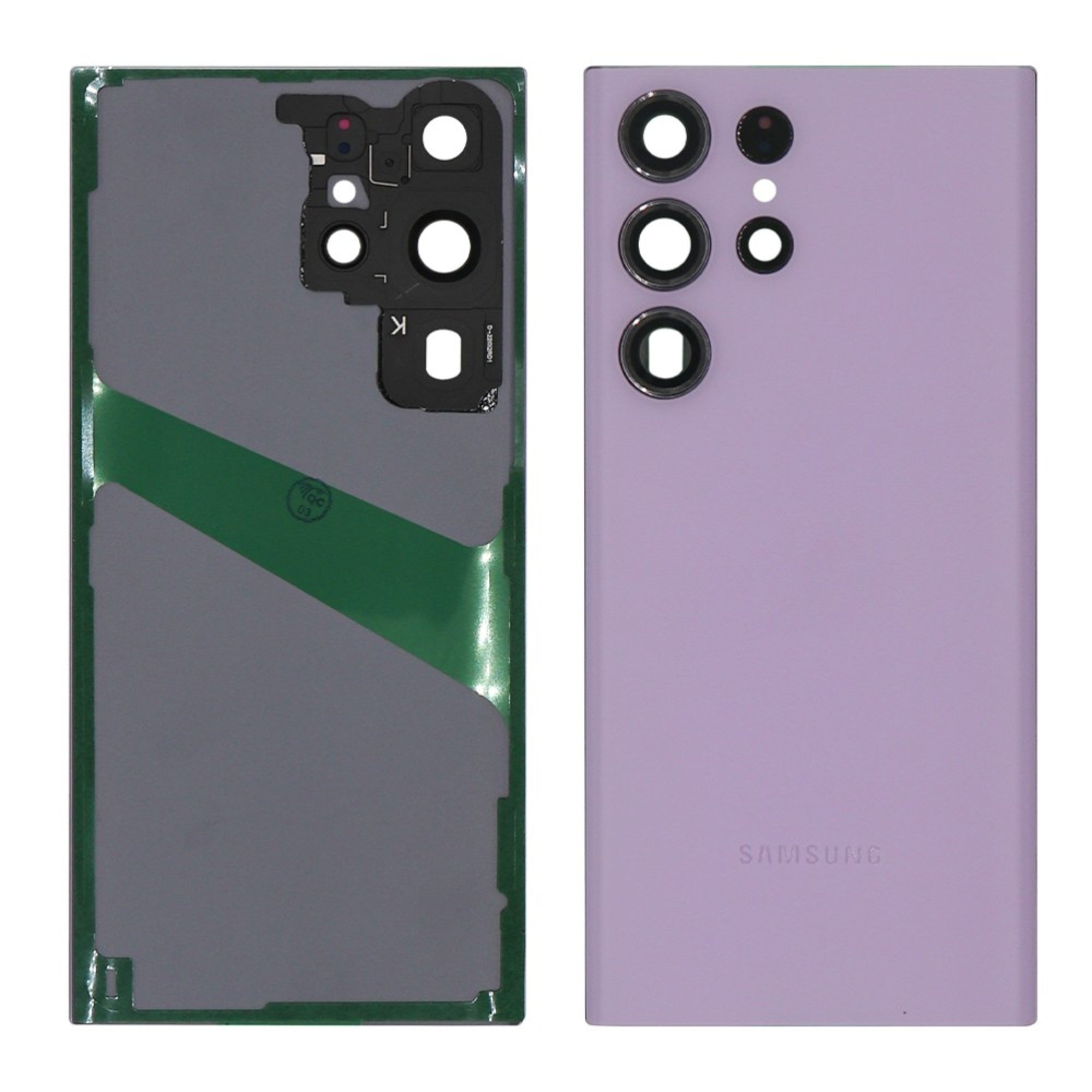 Vitre arrière Originale Samsung Galaxy S23 Ultra S918 Lavande avec lentille