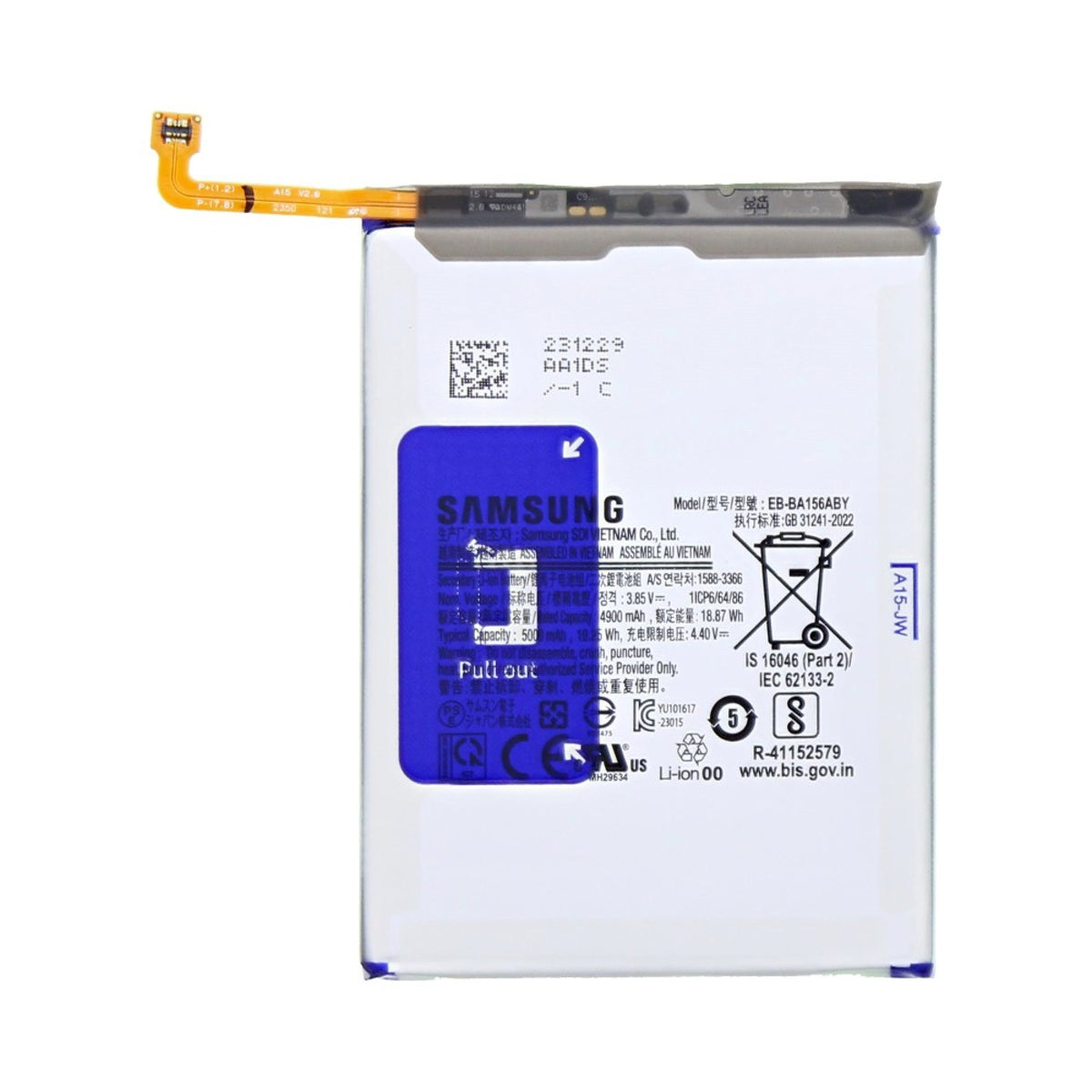Batterie Samsung Galaxy A15 4G (SM-A155F) / Galaxy A15 5G (SM-A156B) EB-BA156ABY (GH43-05202A / GH82-33639A) – 5000mAh – Original