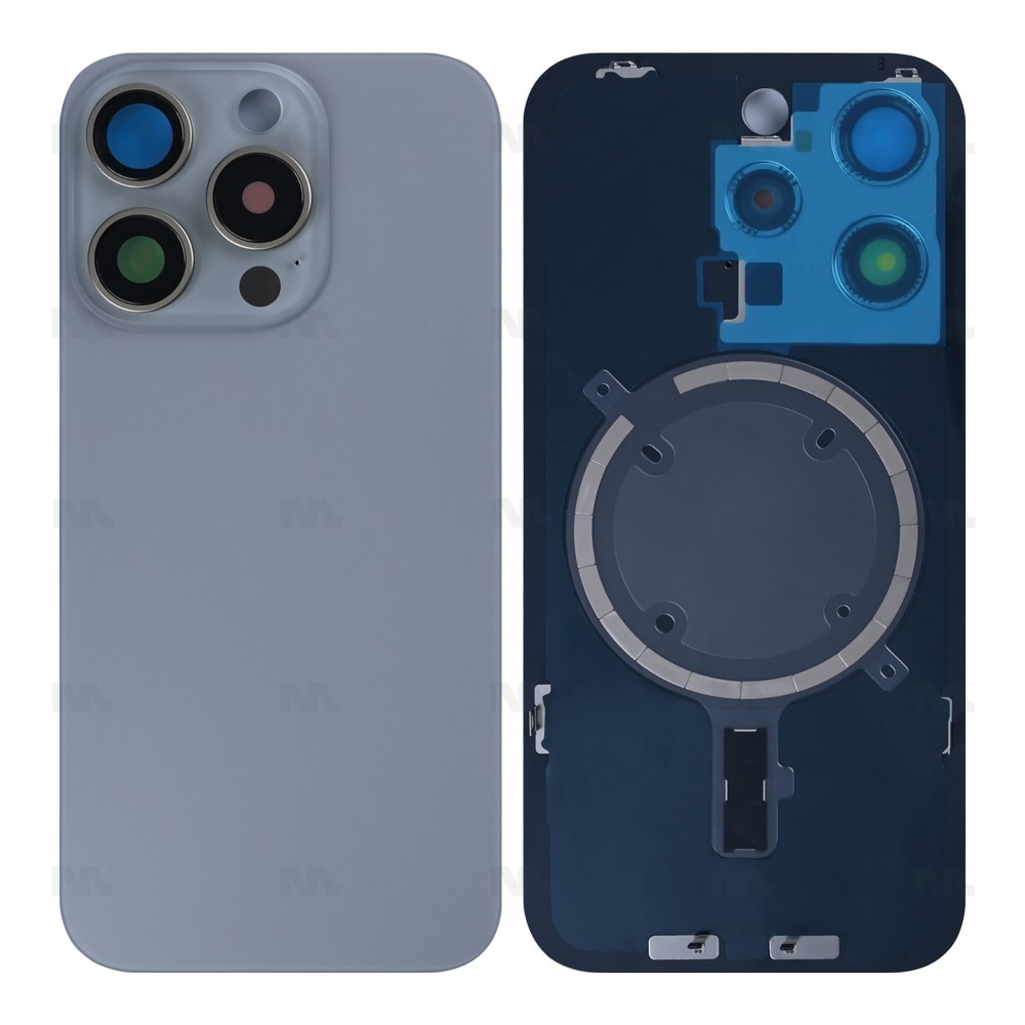 Vitre arrière pour iPhone 15 Pro Titane Naturel (Contour caméra agrandi) - Compatible